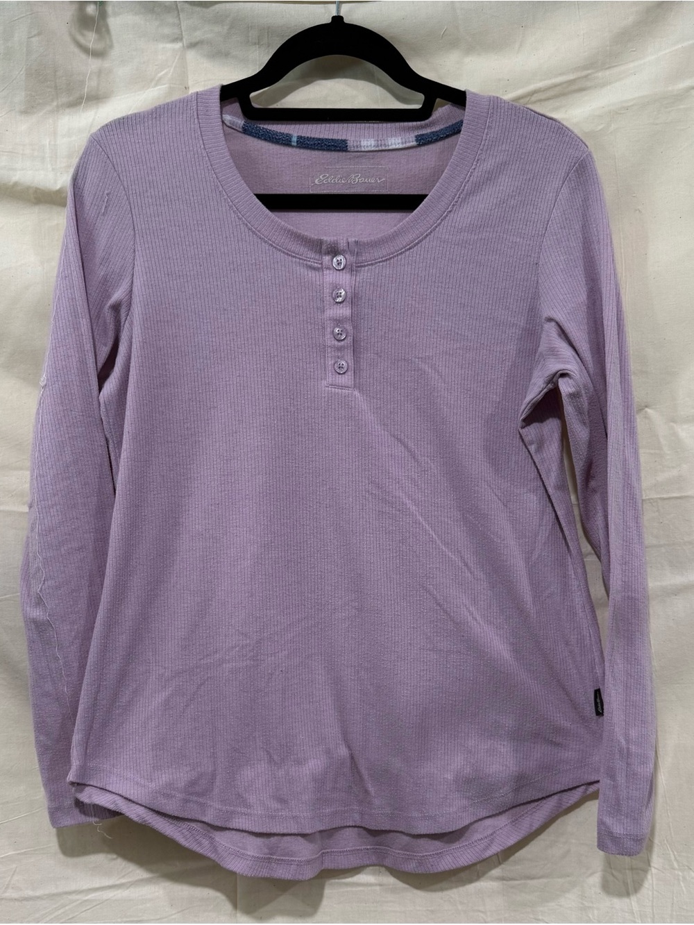 Eddie Bauer Lavender Long-Sleeve Henley Tee